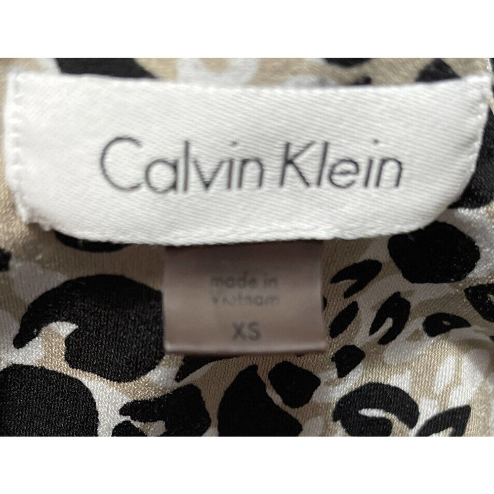 CALVIN KLEIN Women’s XS Tank Shell Animal Print Black Tan Polyester Spandex - Picture 5 of 6